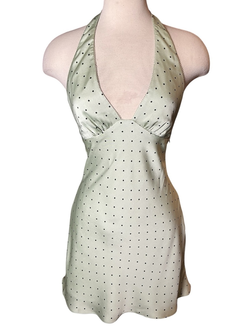 NWT Cotton Candy LA Matcha Polka Dot Halter Mini Dress
